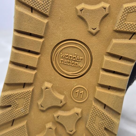 WONDER NATION Kids Boots with Laces and Side Zip in Black & Tan Size 11 - Picture 9 of 9